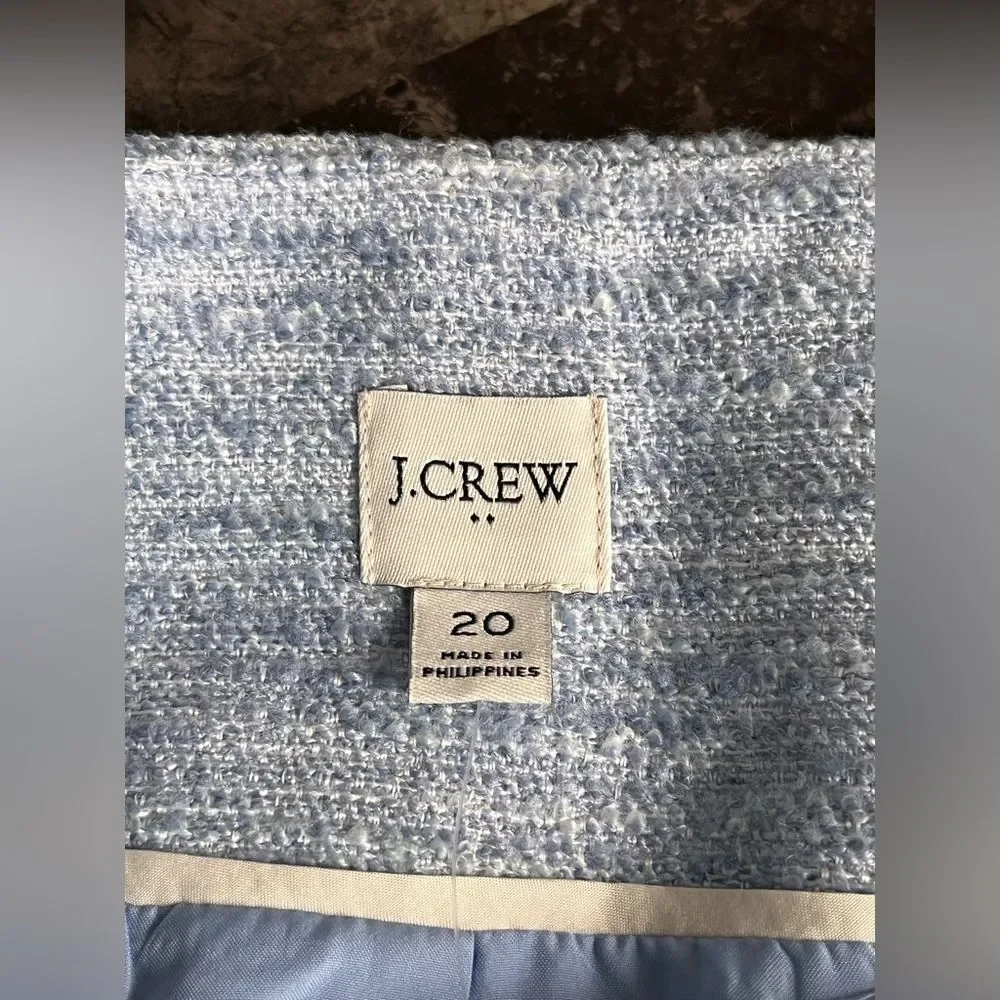 J Crew Women's Plus Size Blazer Classic Blue Tweed Lined Coat Size 20